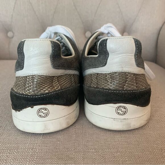 Gucci Python Snake Skin And Suede Low Top Trainner Sneakers Size 9.5 - Picture 5 of 10